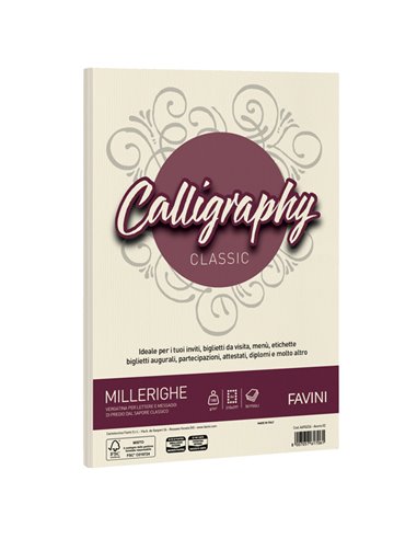 Carta CALLIGRAPHY MILLERIGHE 100gr A4 50fg avorio 02 FAVINI A69Q224 FAVINI CARTE EVENTI-INVITI