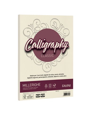Carta CALLIGRAPHY MILLERIGHE 200gr A4 50fg avorio 02 FAVINI A69Q324