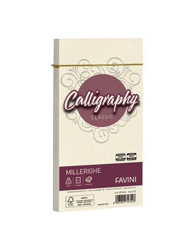 25 BUSTE CALLIGRAPHY MILLERIGHE 110X220MM 100GR 02 AVORIO A57Q424