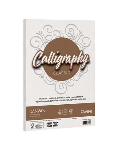 Carta CALLIGRAPHY CANVAS 100gr A4 50fg bianco 01 FAVINI A690214 FAVINI CARTE EVENTI-INVITI