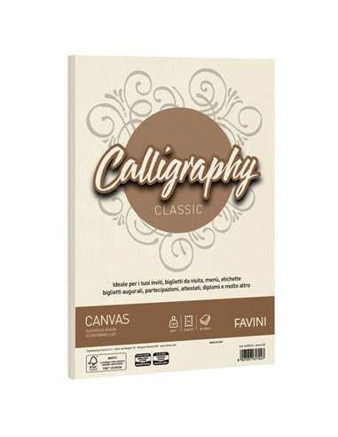 Carta CALLIGRAPHY CANVAS 200gr A4 50fg avorio 02 FAVINI A69Q314 FAVINI CARTE EVENTI-INVITI