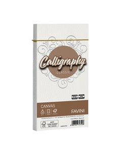 25 BUSTE CALLIGRAPHY CANVAS 110X220MM 100GR 01 BIANCO A570414 FAVINI CARTE EVENTI-INVITI