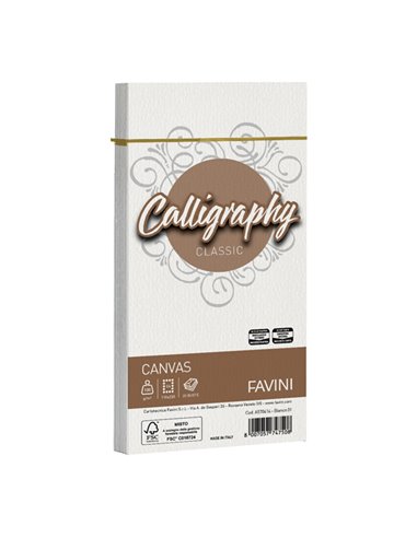 25 BUSTE CALLIGRAPHY CANVAS 110X220MM 100GR 01 BIANCO A570414 FAVINI CARTE EVENTI-INVITI