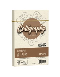 25 BUSTE CALLIGRAPHY CANVAS 120X180MM 100GR 02 AVORIO A57Q417 FAVINI CARTE EVENTI-INVITI