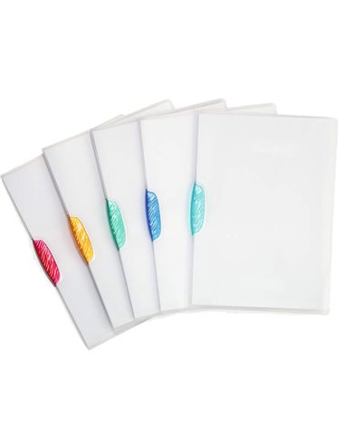 PACK 5 CARTELLINE CON CLIP COLORATA SWINGCLIP DURABLE 2284-00 DURABLE CARTELLINE PLASTICA CON MOLLA SUL DORSO