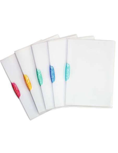 PACK 5 CARTELLINE CON CLIP COLORATA SWINGCLIP DURABLE 2284-00 DURABLE CARTELLINE PLASTICA CON MOLLA SUL DORSO