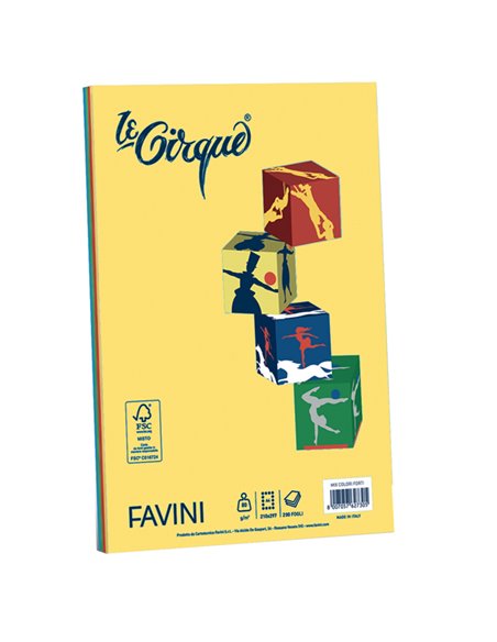 Carta LECIRQUE A4 80gr 200fg mix 4 colori intensi FAVINI A71X404 FAVINI COLORATA