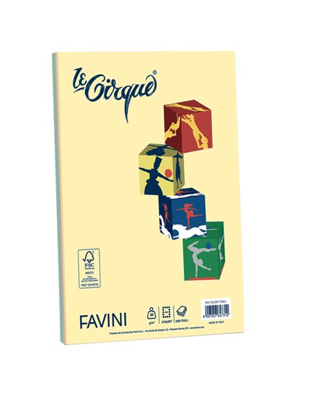 Carta LECIRQUE A4 80gr 200fg mix 4 colori pastello FAVINI A71X414