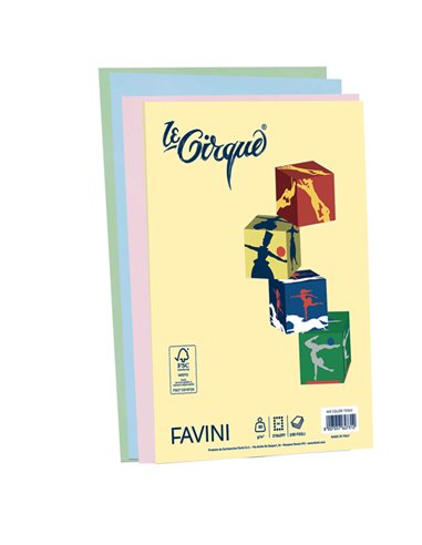 Carta LECIRQUE A4 80gr 200fg mix 4 colori pastello FAVINI A71X414