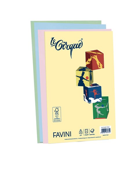 Carta LECIRQUE A4 80gr 200fg mix 4 colori pastello FAVINI A71X414