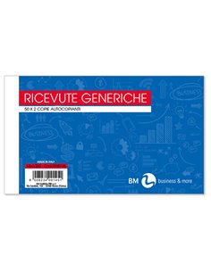 BLOCCO RICEVUTE GENERICHE 50FOGLI 2 COPIE AUTOCOPIANTE 10X17CM ART 260 BM 0100145