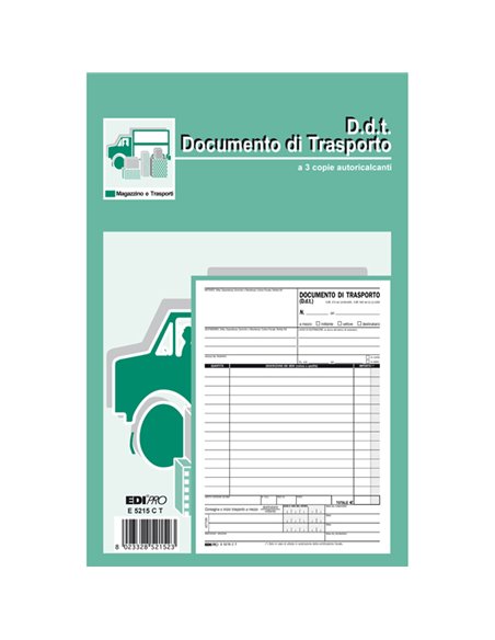 BLOCCO DDT 23X14,8CM 33fg 3 copie AUTORIC. E5215CT E5215CT EDIPRO MAGAZZINO-TRASPORTI