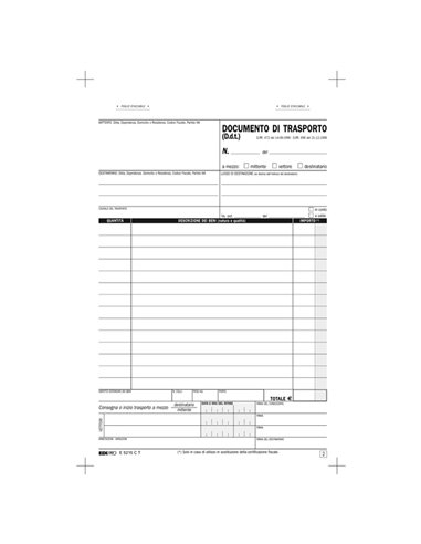 BLOCCO DDT 23X14,8CM 33fg 3 copie AUTORIC. E5215CT E5215CT EDIPRO MAGAZZINO-TRASPORTI