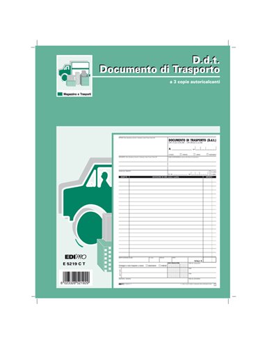 BLOCCO DDT 29.7X22CM 33fg 3 copie AUTORIC. E5219CT E5219CT EDIPRO MAGAZZINO-TRASPORTI