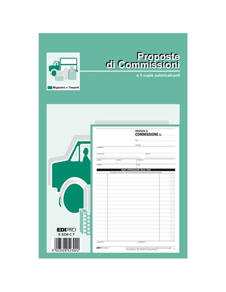 BLOCCO COPIA COMMISSIONI 23X15cm 33fg 3 copie autoric. E5230CT EDIPRO E5230CT EDIPRO MAGAZZINO-TRASPORTI