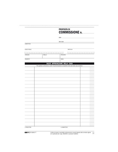 BLOCCO COPIA COMMISSIONI 23X15cm 33fg 3 copie autoric. E5230CT EDIPRO E5230CT EDIPRO MAGAZZINO-TRASPORTI