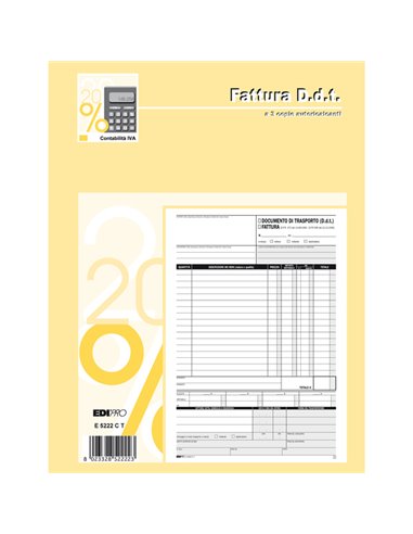 BLOCCO DDT/FATTURA 29.7X22CM 33fg 3 copie AUTORIC. E5222CT E5222CT