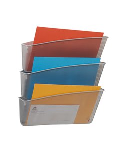 Portadocumenti da parete set da 3 vaschette MESH in rete metallica argento ALBA MESHFILE/M ALBA PORTADEPLIANT DA PARETE