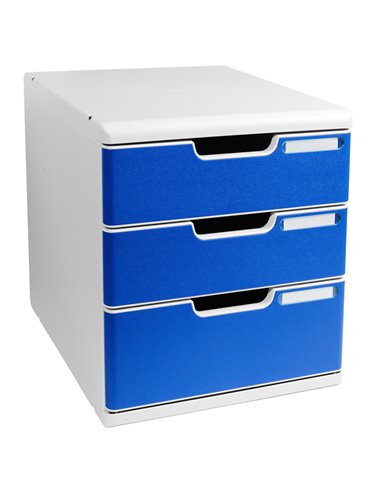 CASSETTIERA MODULO A4 3 CASSETTI GRIGIO/BLU EXACOMPTA 325003D EXACOMPTA CASSETTIERE DA SCRIVANIA