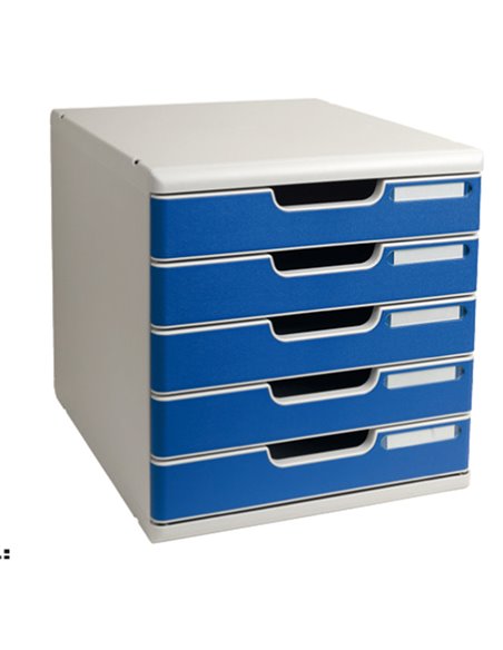 CASSETTIERA MODULO A4 5 CASSETTI GRIGIO/BLU EXACOMPTA 301003D EXACOMPTA CASSETTIERE DA SCRIVANIA