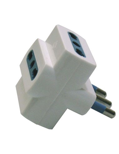ADATTATORE TRIPLO Bianco CON SPINA 2P+T 16A - 3 PRESE BIPASSO 10/16A 492518373
