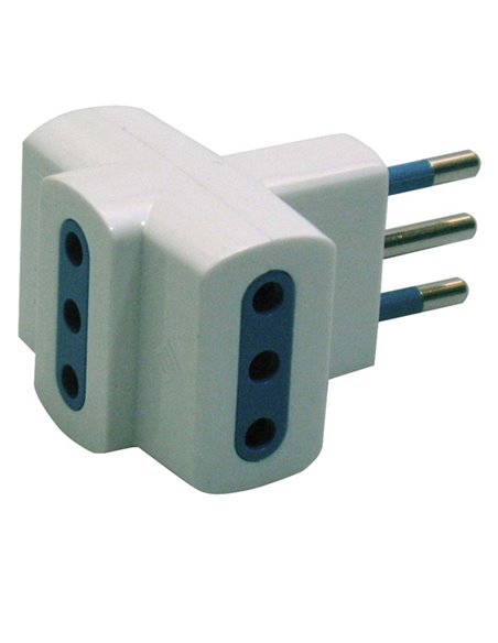 ADATTATORE TRIPLO CON SPINA 2P+T 10A - 3 PRESE 10A 492518032 MKC CAVI-PRESE-PROLUNGHE