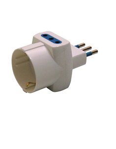 ADATTATORE TRIPLO CON SPINA 2P+T 10A - 2 PRESE 10A + 1 SCHUKO 492518036