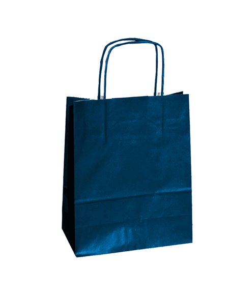 25 SHOPPERS CARTA KRAFT 26x11x34,5cm TWISTED blu 037368