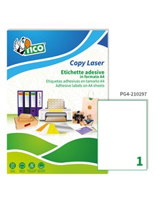Etichetta adesiva PG4 bianca lucida 100fg A4 210x297mm (1et/fg) Tico PG4-210297 TICO ETICHETTE CARTA COPY-LASER-INKJET