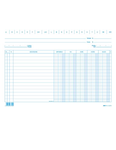 100 SCHEDE DARE/AVERE/SALDO/IVA 17x24CM ORIZZ. E3379 Edipro E3379BL EDIPRO SCHEDARI