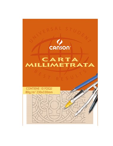 BLOCCO CARTA OPACA MILLIMETRATA 230x330mm 10FG 80GR CANSON C200005813