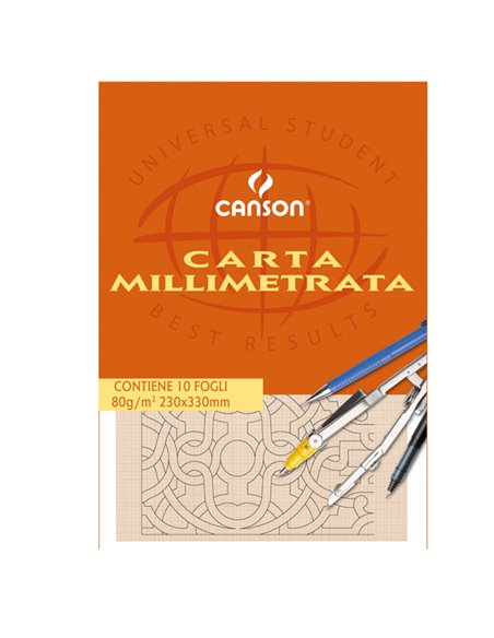 BLOCCO CARTA OPACA MILLIMETRATA 230x330mm 10FG 80GR CANSON C200005813