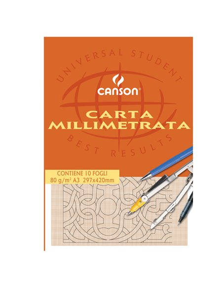 BLOCCO CARTA OPACA MILLIMETRATA 297x420mm 10FG 80GR CANSON C200005824