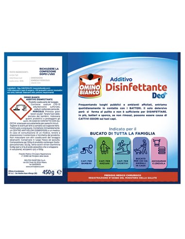 ADDITIVO DISINFETTANTE DEO+ 450GR PER TESSUTI OMINO BIANCO M92341