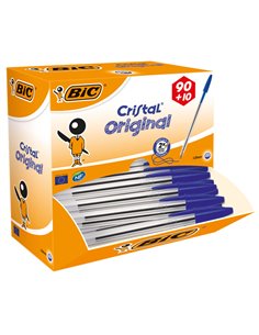 Dispenser value pack 90+10 penna sfera CRISTAL® medio 1,0mm blu BIC® 942910 BIC CON CAPPUCCIO