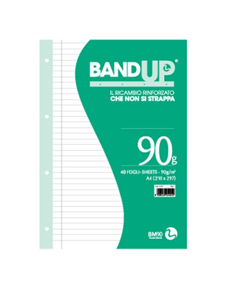 RICAMBI FORATI RINFORZATI BANDUP A4 90gr 40fg 1rigo c/margine BM 0105495