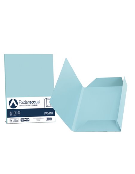 25 cartelline 3 lembi ACQUA 200gr 24,5x34,5cm celeste FAVINI A50T434 FAVINI CARTELLINE A TRE LEMBI