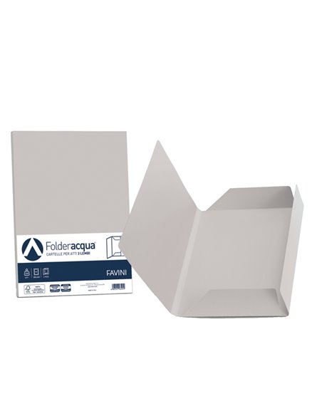 25 cartelline 3 lembi ACQUA 200gr 24,5x34,5cm ghiaccio FAVINI A50U434