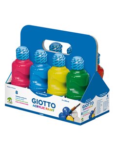 SCHOOLPACK 8 FLACONI TEMPERA PRONTA ACRILICA 250ML COLORI ASSORTITI GIOTTO 535100
