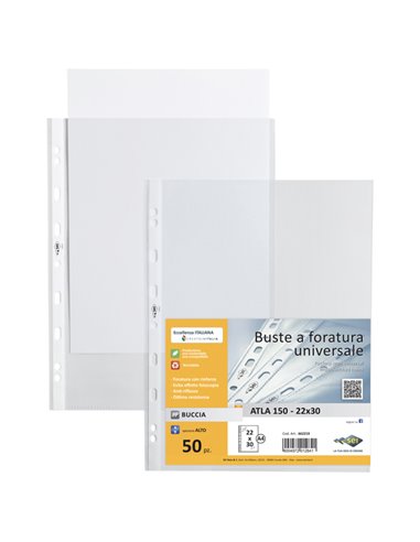50 buste forate ATLA 150 BA 22x30cm pesanti SEI ROTA 662219