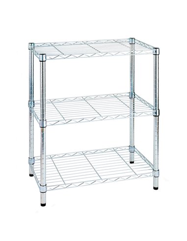 LIBRERIA 3 RIPIANI IN ACCIAIO CROMATO 36x60cm - H75cm ARCHIMEDE LIGHT AC1424-3