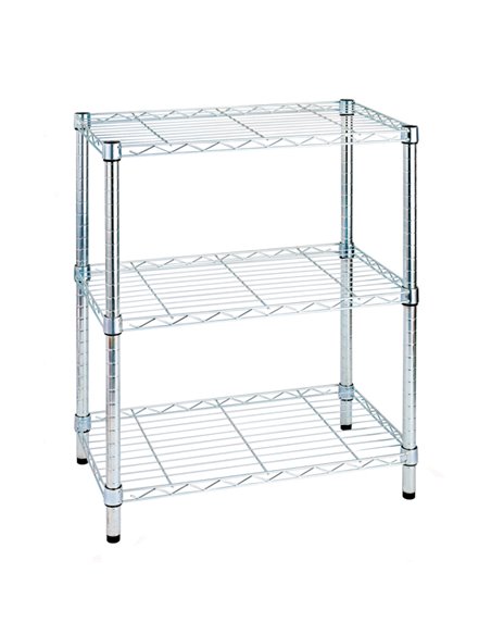 LIBRERIA 3 RIPIANI IN ACCIAIO CROMATO 36x60cm - H75cm ARCHIMEDE LIGHT AC1424-3