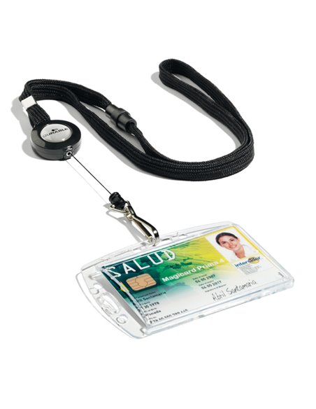 10 CORDONCINO PORTABADGE CON YO-YO 10mmx80cm NERO DURABLE 8223-01 DURABLE PORTABADGE E ACCESSORI