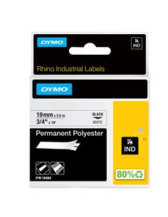 NASTRO POLIESTERE PERMANENTE 19mm x 5.5mtnero su bianco 18484 RHINO S0718220 DYMO ETICHETTE-NASTRI-TAMPONI PER ETICHETTATRICI...