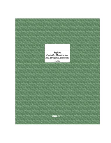 REGISTRO CONTROLLO E MANUTENZIONE ATTREZZAT. ANTIINCENDI 48PG 31X24CM E2438N E2438N EDIPRO BLOCCHI - SCHEDE CARBURANTE