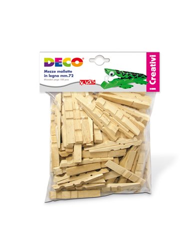 SACCHETTO 100 MEZZE MOLLETTE LEGNO 72mm ART.1719 DECO 1719 DECO ACCESSORI DIDATTICI E LAVORI MANUALI