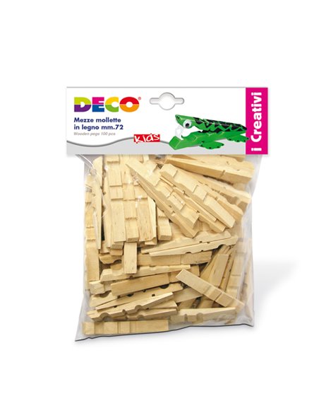 SACCHETTO 100 MEZZE MOLLETTE LEGNO 72mm ART.1719 DECO 1719 DECO ACCESSORI DIDATTICI E LAVORI MANUALI