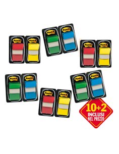 PROMO PACK 10+2 Post-it® INDEX 680 COLORI ASS. 7000081628 POST-IT SEGNAPAGINA-CAVALIERINI-BANDE ADESIVE
