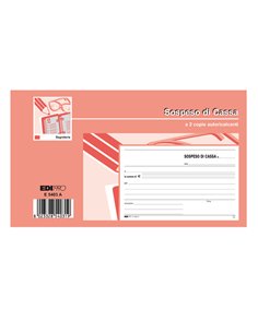 BLOCCO SOSPESO DI CASSA 50fgx2 copie autoricalcante 10x17cm E5403A EDIPRO E5403A EDIPRO BLOCCHI RICEVUTE-FATTURE