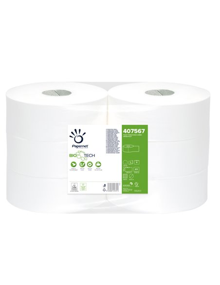 Carta igienica MaxiJumbo 2veli microgoffrata 300mt BioTech Papernet 407567